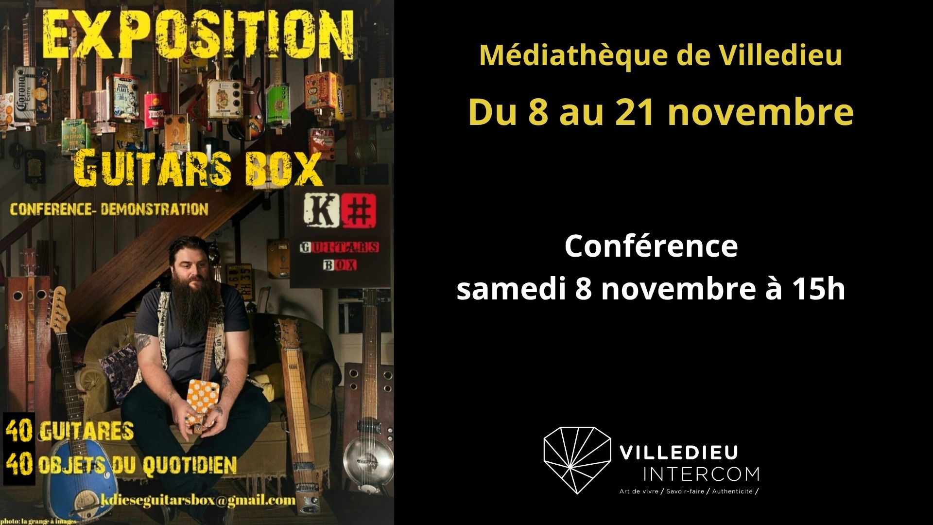 médiathèque exposition guitars box